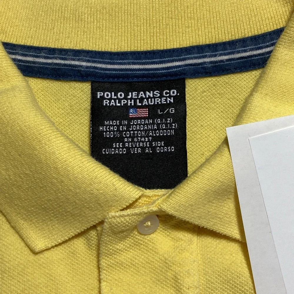 Polo Jeans Co. Ralph Lauren Top Mens Large Yellow Short Sleeve Preppy Flag